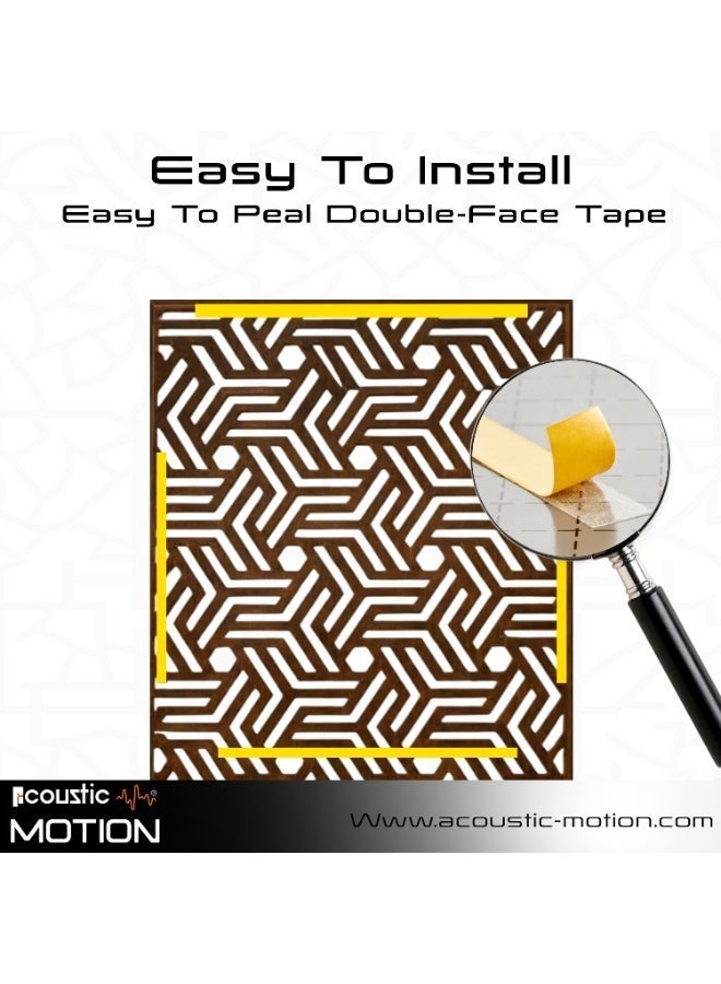 أكويستك موشان لوحات جدارية خشبية من خشب MDF من ACOUSTIC MOTION®، تصميم INTERA مع شريط لاصق مزدوج الوجه، ديكور جداري بني عصري للمنزل، غرفة المعيشة، غرفة النوم، المكتب والفندق، 25×50×0.5 سم، طقم من 4 قطع - Image 4